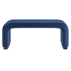 Modway Furniture Koda Performance Velvet Waterfall Ottoman - Versatile, Stylish Seating & Coffee Table for Living Rooms Black Midnight Blue EEI-6735-BLK-MID