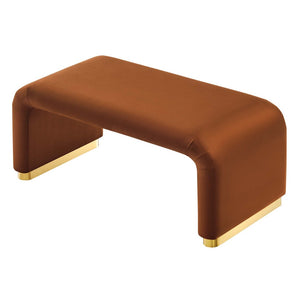 Modway Furniture Koda Performance Velvet Waterfall Ottoman - Versatile, Stylish Seating & Coffee Table for Living Rooms Brass Rust EEI-6735-BRA-RUS