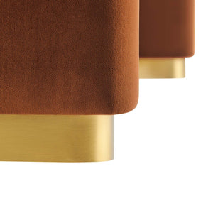 Modway Furniture Koda Performance Velvet Waterfall Ottoman - Versatile, Stylish Seating & Coffee Table for Living Rooms Brass Rust EEI-6735-BRA-RUS