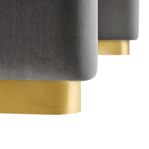 Modway Furniture Koda Performance Velvet Waterfall Ottoman - Versatile, Stylish Seating & Coffee Table for Living Rooms Brass Storm Gray EEI-6735-BRA-STG