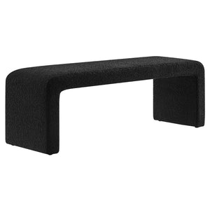 Modway Furniture Simba Boucle Waterfall Long Bench - Stylish Mid-Century Seating for Entryway or Living Room Decor Black EEI-6736-BLK