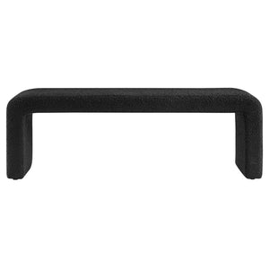 Modway Furniture Simba Boucle Waterfall Long Bench - Stylish Mid-Century Seating for Entryway or Living Room Decor Black EEI-6736-BLK