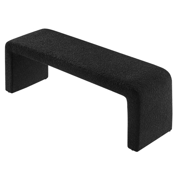 Modway Furniture Simba Boucle Waterfall Long Bench - Stylish Mid-Century Seating for Entryway or Living Room Decor Black EEI-6736-BLK
