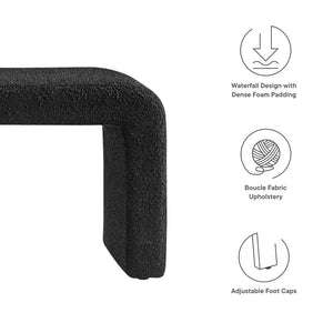 Modway Furniture Simba Boucle Waterfall Long Bench - Stylish Mid-Century Seating for Entryway or Living Room Decor Black EEI-6736-BLK