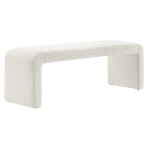 Modway Furniture Simba Boucle Waterfall Long Bench - Stylish Mid-Century Seating for Entryway or Living Room Decor Ivory EEI-6736-IVO