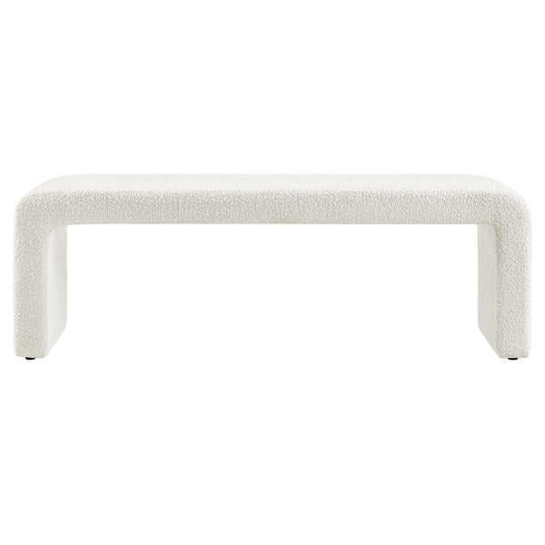 Modway Furniture Simba Boucle Waterfall Long Bench - Stylish Mid-Century Seating for Entryway or Living Room Decor Ivory EEI-6736-IVO