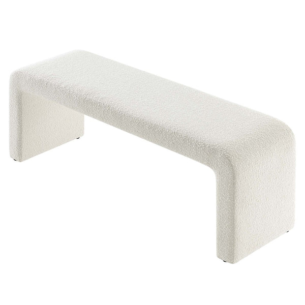 Modway Furniture Simba Boucle Waterfall Long Bench - Stylish Mid-Century Seating for Entryway or Living Room Decor Ivory EEI-6736-IVO