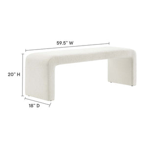 Modway Furniture Simba Boucle Waterfall Long Bench - Stylish Mid-Century Seating for Entryway or Living Room Decor Ivory EEI-6736-IVO