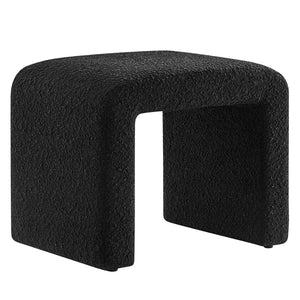 Modway Furniture Simba Boucle Fabric Waterfall Stool - Stylish Accent for Modern Living Rooms, Compact Seating & Table Black EEI-6737-BLK