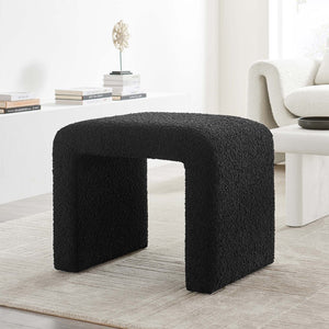 Modway Furniture Simba Boucle Fabric Waterfall Stool - Stylish Accent for Modern Living Rooms, Compact Seating & Table Black EEI-6737-BLK