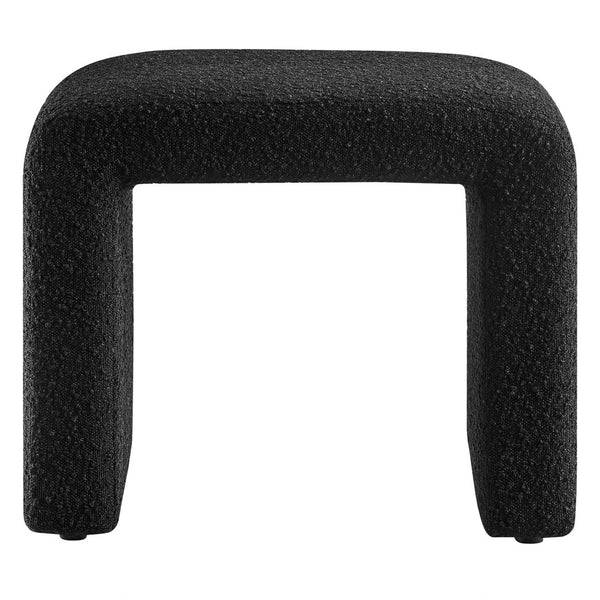 Modway Furniture Simba Boucle Fabric Waterfall Stool - Stylish Accent for Modern Living Rooms, Compact Seating & Table Black EEI-6737-BLK