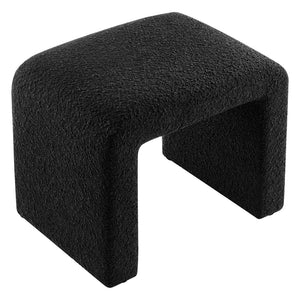Modway Furniture Simba Boucle Fabric Waterfall Stool - Stylish Accent for Modern Living Rooms, Compact Seating & Table Black EEI-6737-BLK