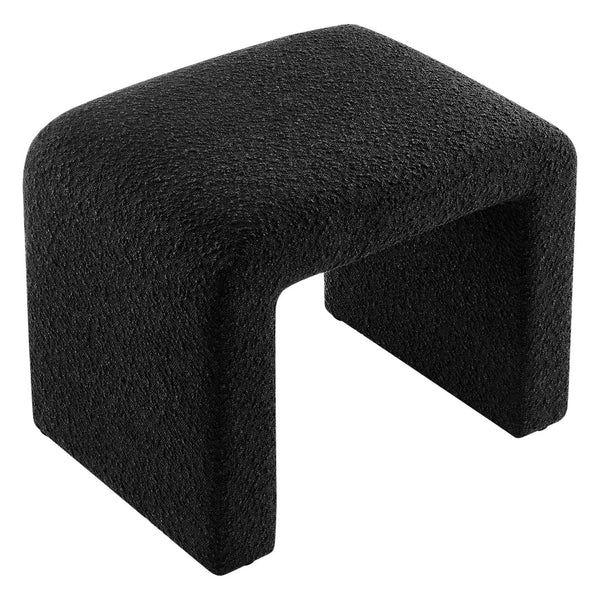 Modway Furniture Simba Boucle Fabric Waterfall Stool - Stylish Accent for Modern Living Rooms, Compact Seating & Table Black EEI-6737-BLK