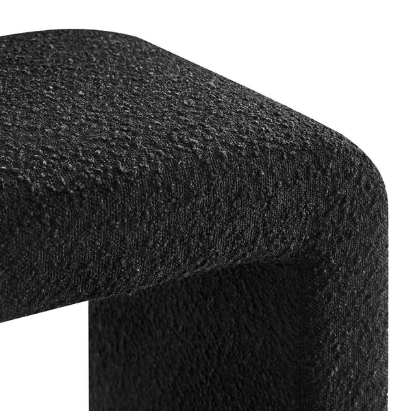 Modway Furniture Simba Boucle Fabric Waterfall Stool - Stylish Accent for Modern Living Rooms, Compact Seating & Table Black EEI-6737-BLK