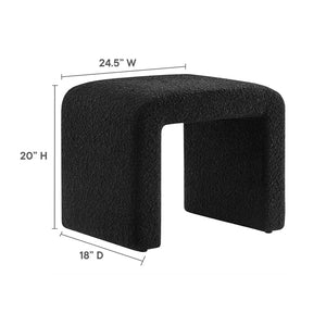Modway Furniture Simba Boucle Fabric Waterfall Stool - Stylish Accent for Modern Living Rooms, Compact Seating & Table Black EEI-6737-BLK