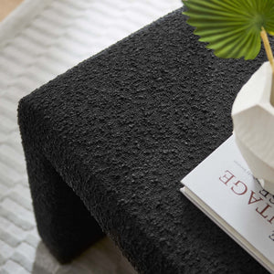 Modway Furniture Simba Boucle Fabric Waterfall Stool - Stylish Accent for Modern Living Rooms, Compact Seating & Table Black EEI-6737-BLK