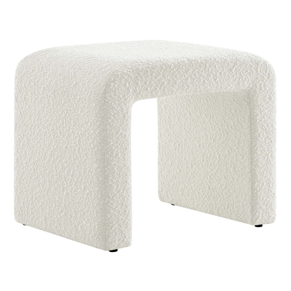 Modway Furniture Simba Boucle Fabric Waterfall Stool - Stylish Accent for Modern Living Rooms, Compact Seating & Table Ivory EEI-6737-IVO