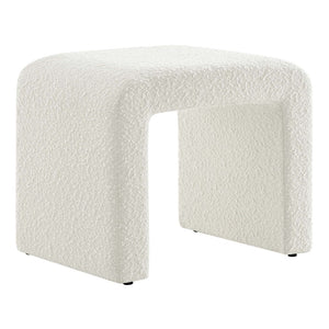 Modway Furniture Simba Boucle Fabric Waterfall Stool - Stylish Accent for Modern Living Rooms, Compact Seating & Table Ivory EEI-6737-IVO