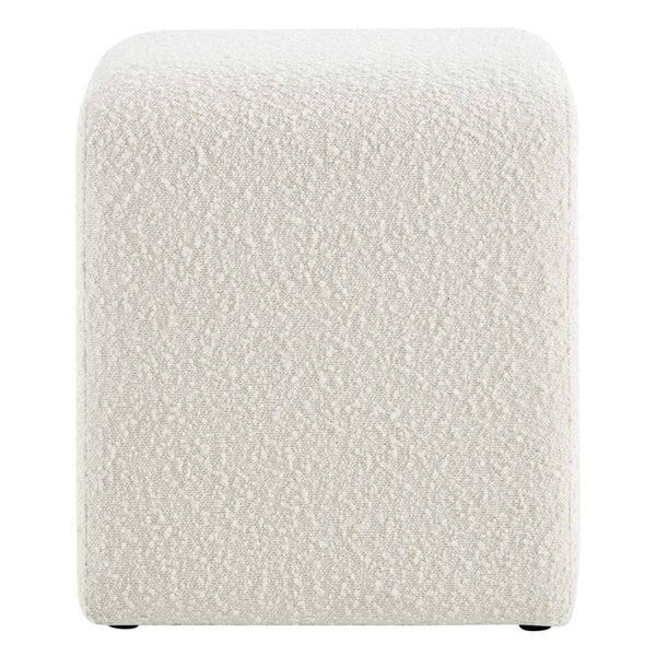 Modway Furniture Simba Boucle Fabric Waterfall Stool - Stylish Accent for Modern Living Rooms, Compact Seating & Table Ivory EEI-6737-IVO