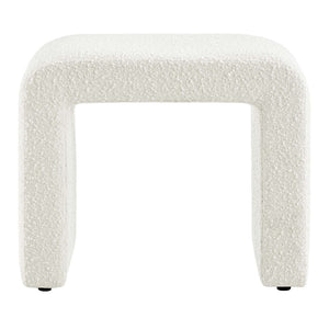 Modway Furniture Simba Boucle Fabric Waterfall Stool - Stylish Accent for Modern Living Rooms, Compact Seating & Table Ivory EEI-6737-IVO