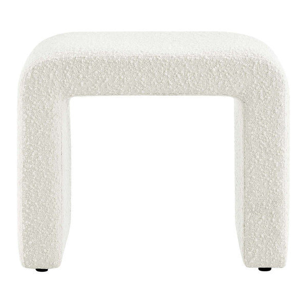 Modway Furniture Simba Boucle Fabric Waterfall Stool - Stylish Accent for Modern Living Rooms, Compact Seating & Table Ivory EEI-6737-IVO