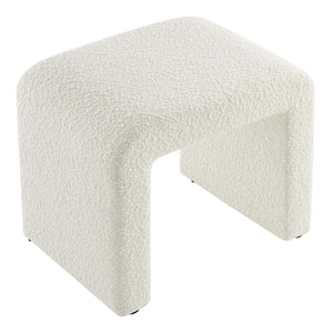 Modway Furniture Simba Boucle Fabric Waterfall Stool - Stylish Accent for Modern Living Rooms, Compact Seating & Table Ivory EEI-6737-IVO