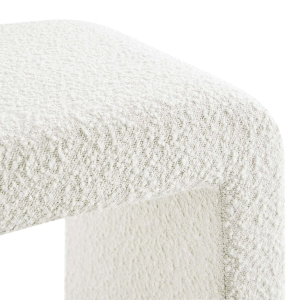 Modway Furniture Simba Boucle Fabric Waterfall Stool - Stylish Accent for Modern Living Rooms, Compact Seating & Table Ivory EEI-6737-IVO
