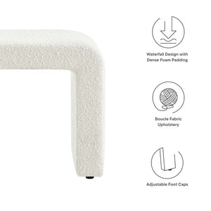 Modway Furniture Simba Boucle Fabric Waterfall Stool - Stylish Accent for Modern Living Rooms, Compact Seating & Table Ivory EEI-6737-IVO
