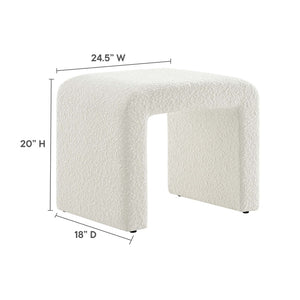 Modway Furniture Simba Boucle Fabric Waterfall Stool - Stylish Accent for Modern Living Rooms, Compact Seating & Table Ivory EEI-6737-IVO