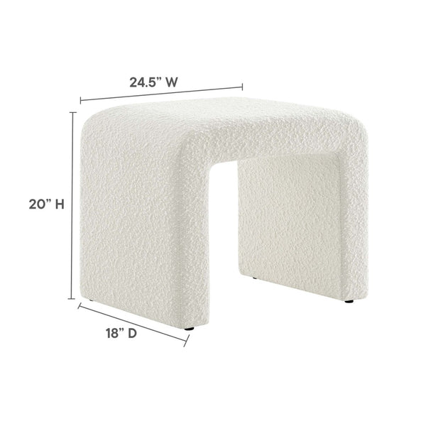 Modway Furniture Simba Boucle Fabric Waterfall Stool - Stylish Accent for Modern Living Rooms, Compact Seating & Table Ivory EEI-6737-IVO