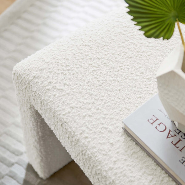 Modway Furniture Simba Boucle Fabric Waterfall Stool - Stylish Accent for Modern Living Rooms, Compact Seating & Table Ivory EEI-6737-IVO