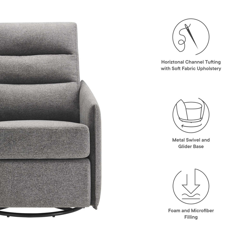 Modway Furniture Etta Upholstered Fabric Lounge Chair - Modern Swivel Design with Plush Comfort for Any Space Light Gray EEI-6738-GRY