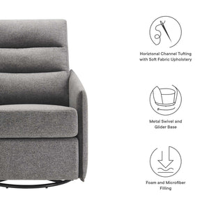 Modway Furniture Etta Upholstered Fabric Lounge Chair - Modern Swivel Design with Plush Comfort for Any Space Light Gray EEI-6738-GRY