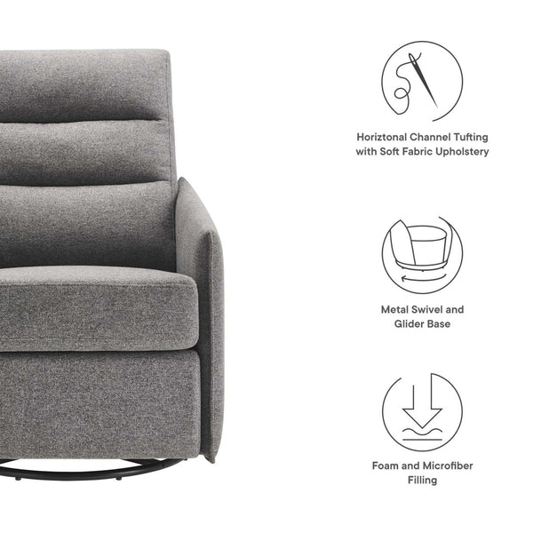 Modway Furniture Etta Upholstered Fabric Lounge Chair - Modern Swivel Design with Plush Comfort for Any Space Light Gray EEI-6738-GRY