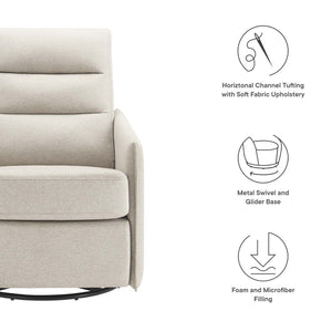 Modway Furniture Etta Upholstered Fabric Lounge Chair - Modern Swivel Design with Plush Comfort for Any Space Oatmeal EEI-6738-OAT