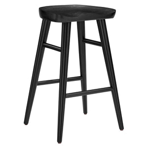 Modway Furniture Saville Backless Wood Counter Stools Set of 2 - Rustic Mango Wood for Modern Kitchen & Bar Use Black EEI-6739-BLK