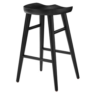 Modway Furniture Saville Backless Wood Counter Stools Set of 2 - Rustic Mango Wood for Modern Kitchen & Bar Use Black EEI-6739-BLK