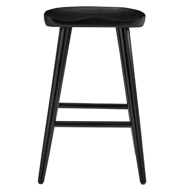 Modway Furniture Saville Backless Wood Counter Stools Set of 2 - Rustic Mango Wood for Modern Kitchen & Bar Use Black EEI-6739-BLK