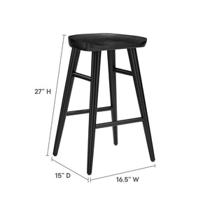 Modway Furniture Saville Backless Wood Counter Stools Set of 2 - Rustic Mango Wood for Modern Kitchen & Bar Use Black EEI-6739-BLK