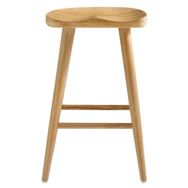 Modway Furniture Saville Backless Wood Counter Stools Set of 2 - Rustic Mango Wood for Modern Kitchen & Bar Use Oak EEI-6739-OAK