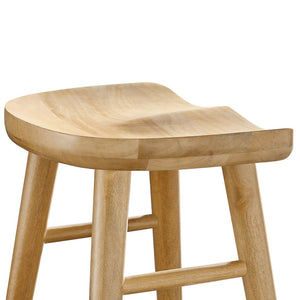 Modway Furniture Saville Backless Wood Counter Stools Set of 2 - Rustic Mango Wood for Modern Kitchen & Bar Use Oak EEI-6739-OAK