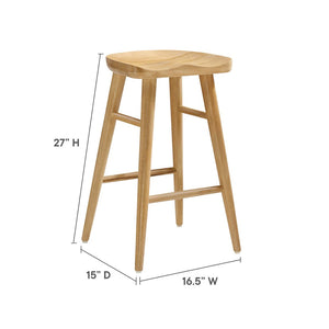 Modway Furniture Saville Backless Wood Counter Stools Set of 2 - Rustic Mango Wood for Modern Kitchen & Bar Use Oak EEI-6739-OAK