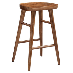 Modway Furniture Saville Backless Wood Counter Stools Set of 2 - Rustic Mango Wood for Modern Kitchen & Bar Use Walnut EEI-6739-WAL