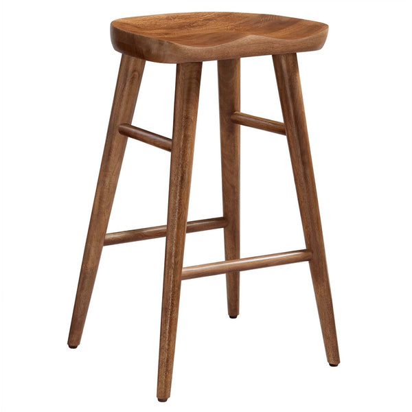 Modway Furniture Saville Backless Wood Counter Stools Set of 2 - Rustic Mango Wood for Modern Kitchen & Bar Use Walnut EEI-6739-WAL