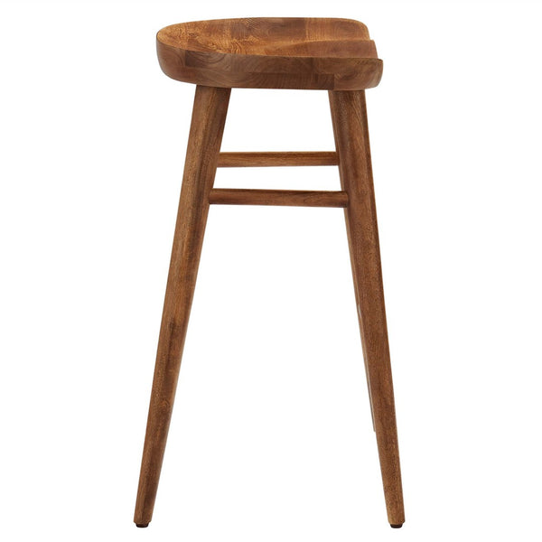 Modway Furniture Saville Backless Wood Counter Stools Set of 2 - Rustic Mango Wood for Modern Kitchen & Bar Use Walnut EEI-6739-WAL