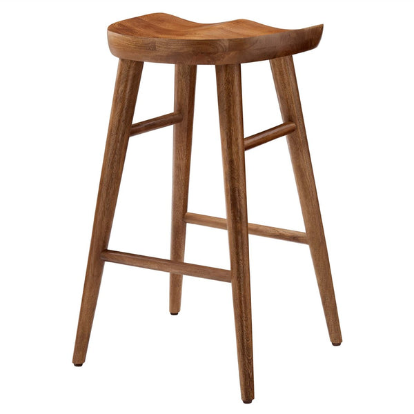 Modway Furniture Saville Backless Wood Counter Stools Set of 2 - Rustic Mango Wood for Modern Kitchen & Bar Use Walnut EEI-6739-WAL