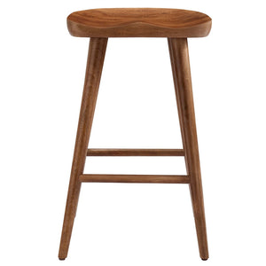 Modway Furniture Saville Backless Wood Counter Stools Set of 2 - Rustic Mango Wood for Modern Kitchen & Bar Use Walnut EEI-6739-WAL