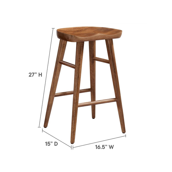 Modway Furniture Saville Backless Wood Counter Stools Set of 2 - Rustic Mango Wood for Modern Kitchen & Bar Use Walnut EEI-6739-WAL