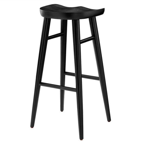 Modway Furniture Saville Backless Wood Bar Stools Set of 2 - Modern Minimalist Design for Kitchen and Bar Use Black EEI-6740-BLK