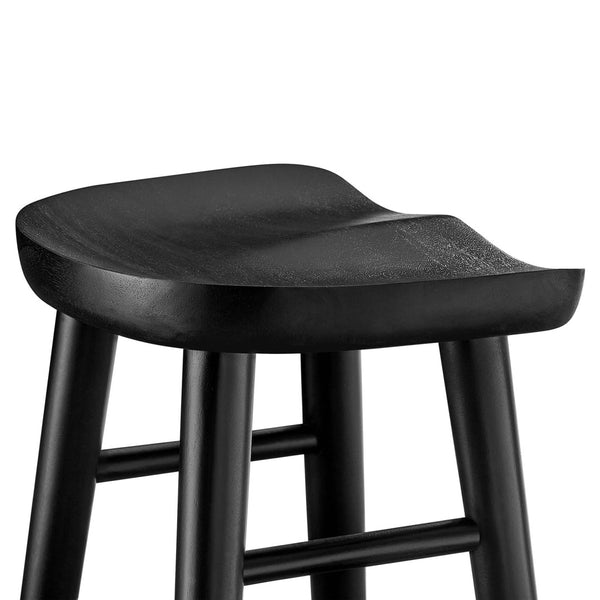 Modway Furniture Saville Backless Wood Bar Stools Set of 2 - Modern Minimalist Design for Kitchen and Bar Use Black EEI-6740-BLK